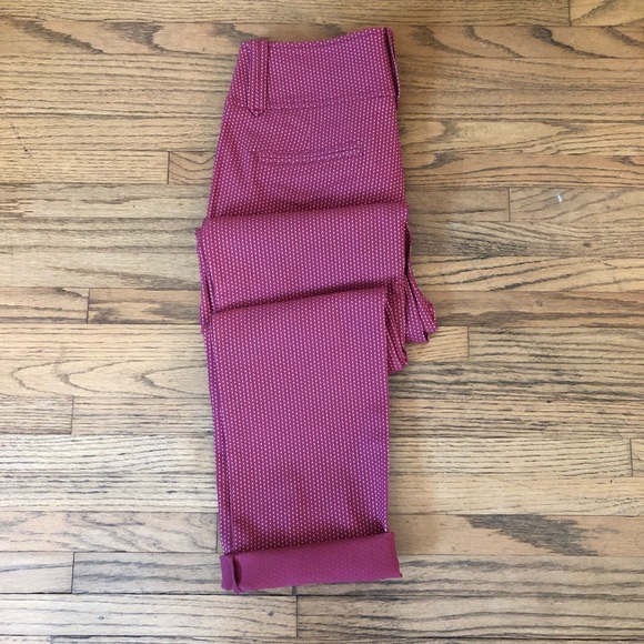 High Waist Slim Fit Pink Polka Dots Work Pants - Picture 5 of 7